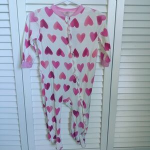 Milkberry Heart Bamboo Sleeper Footie Baby Size 6/9M